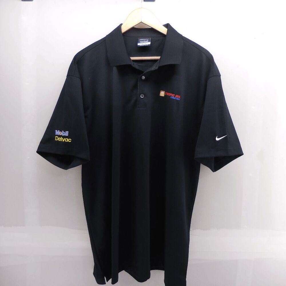 NIke Golf‎ Tropic Oil Company Mobil Delvac Black Mens XL Polo Shirt